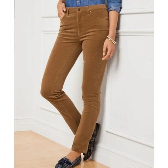 TALBOTS Curvy Corduroy Pants Women's 14 Caramel Heritage Straight Leg Jeans Fall - Picture 1 of 8
